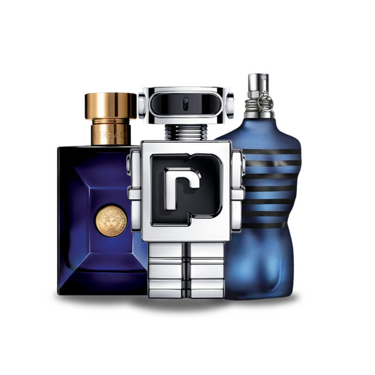 Sada 3 parfémů perfumes Versace DYLAN BLUE, Paco Rabanne PHANTOM e Jean Paul Gaultier ULTRA MALE 100ml